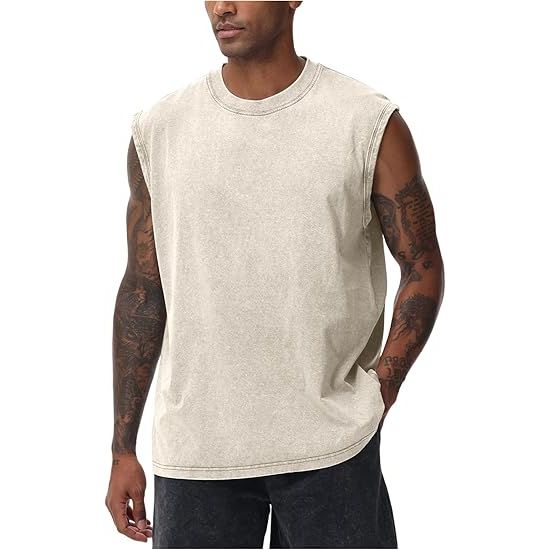 Cotton Vintage Distressed Sleeveless Workout Tank Top