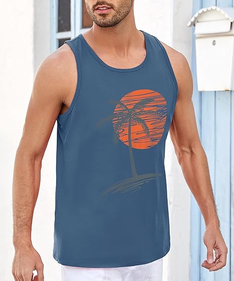 Men’s Graphic Printed Stretch Sleeveless Gym Tank Top