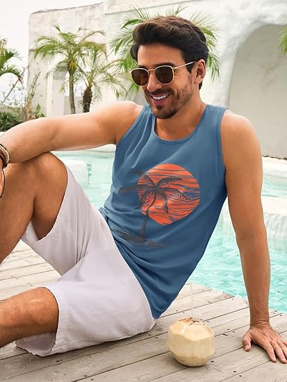 Men’s Graphic Printed Stretch Sleeveless Gym Tank Top